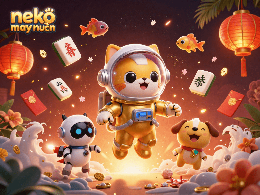 Neko May Mắn invigorates players with a thrilling 3D space casino adventure featuring vibrant slots.