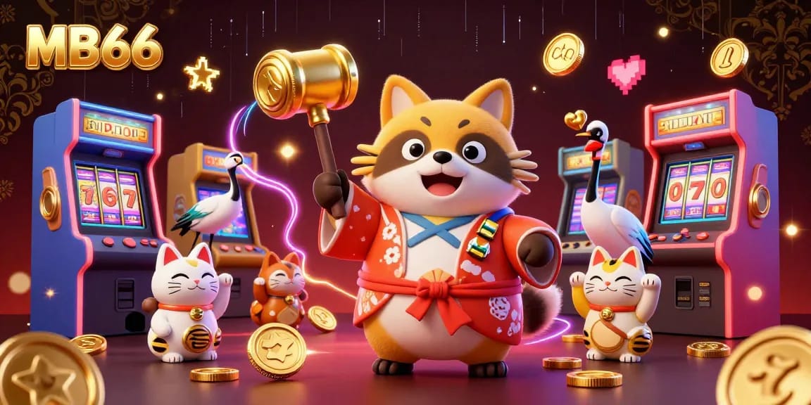 Experience thrilling gameplay with MB66's cheerful tanuki and colorful casino elements.