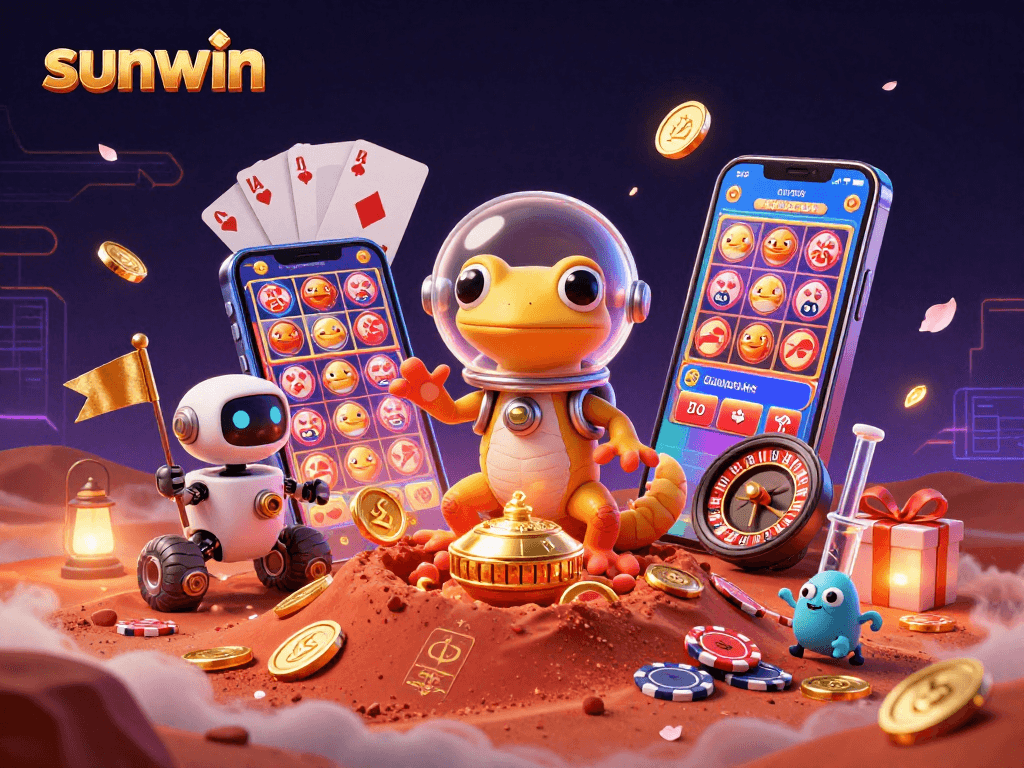 Spin colorful slots and win big with sunwin in this vibrant and dynamic casino scene!