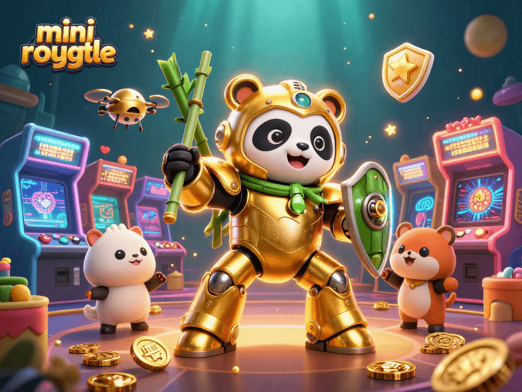 Experience mini roulette excitement with vibrant 3D characters and gaming elements in a dynamic casino scene.