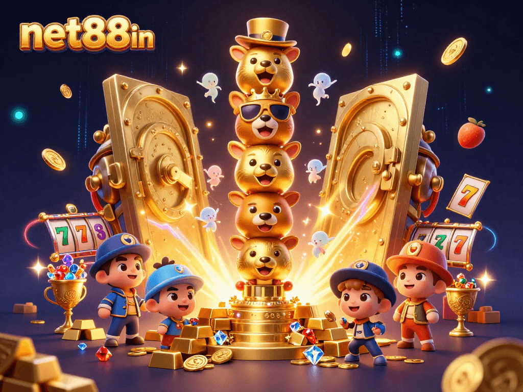 Experience the excitement of net88in with vibrant casino elements in a dazzling scenario.