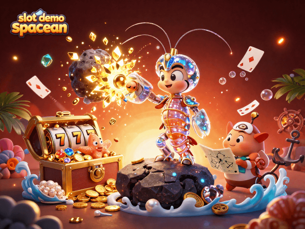 Spin the reels in slot demo spaceman, a vibrant scene with a galactic mantis shrimp and treasure.