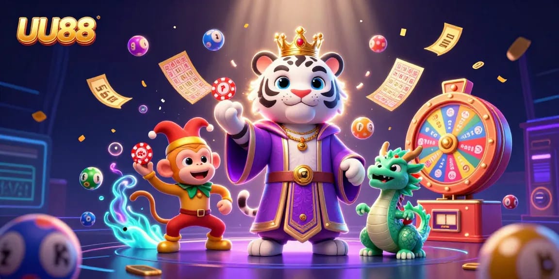 Experience thrilling gameplay at UU88 with dynamic illustrations of exciting casino elements.