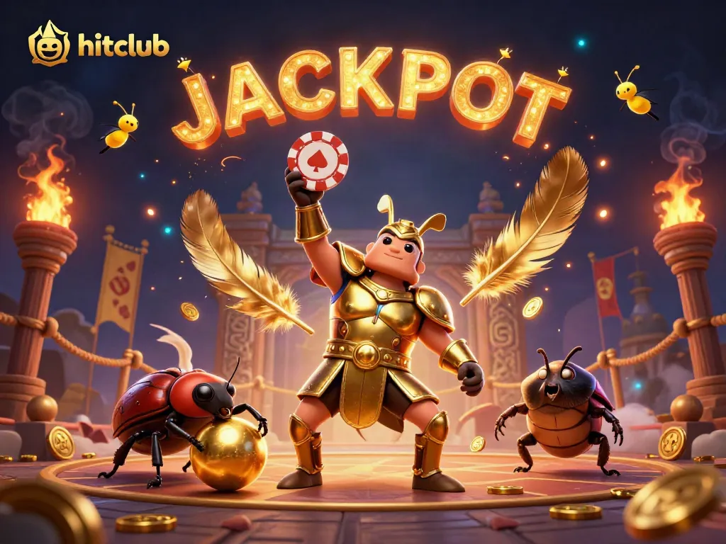 Win big at hitclub with a surreal 3D illustration of victorious gameplay featuring vibrant characters and casino elements.