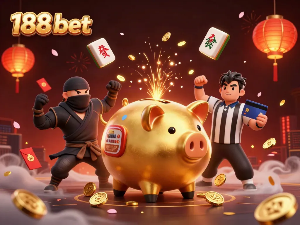 Win big while playing 188 bet with a dynamic 3D illustration featuring vibrant casino elements.