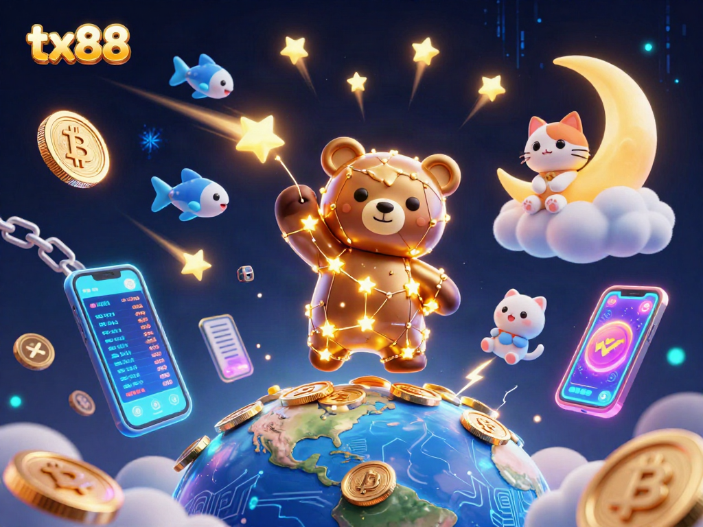 Engage with tx88 by exploring vibrant cosmic casino-themed characters and elements.