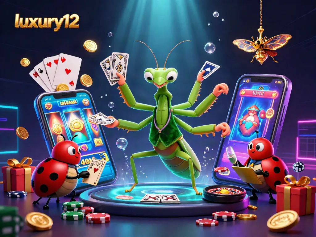 Experience thrilling gameplay with luxury12's 3D cartoon casino scene featuring captivating game elements.