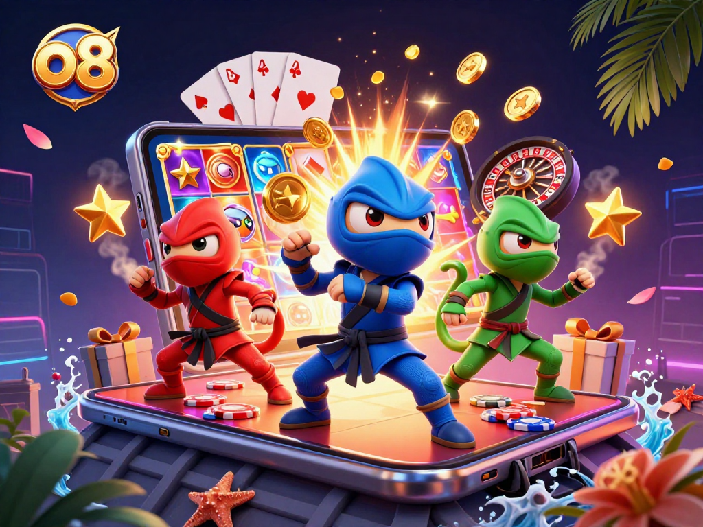 Engage with exciting casino action at o8 featuring ninja chameleons and vibrant gaming elements.