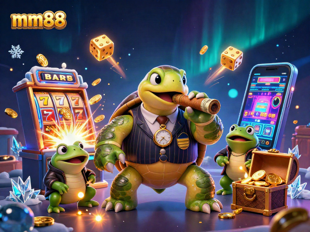 Experience thrilling games as mm88 reveals vibrant casino elements in a dynamic 3D scene.