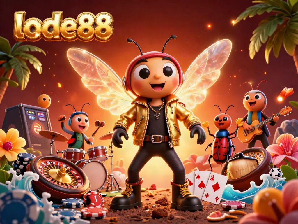 Experience thrilling games at lode88 featuring a vibrant casino scene with unique characters and elements.
