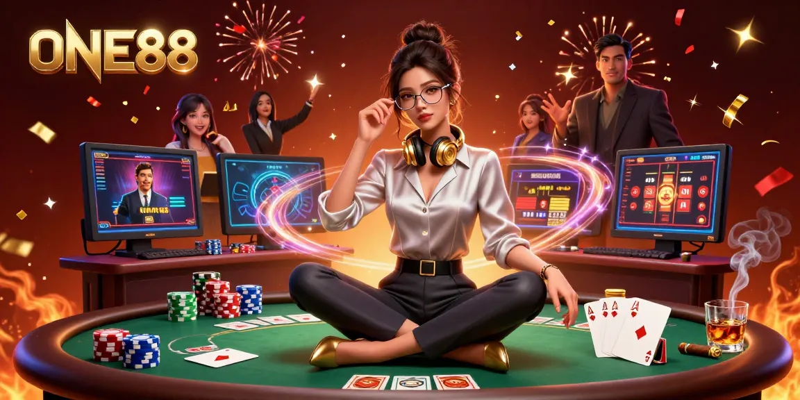 Experience excitement at ONE88 with a skilled Asian gamer managing a lively casino setup.