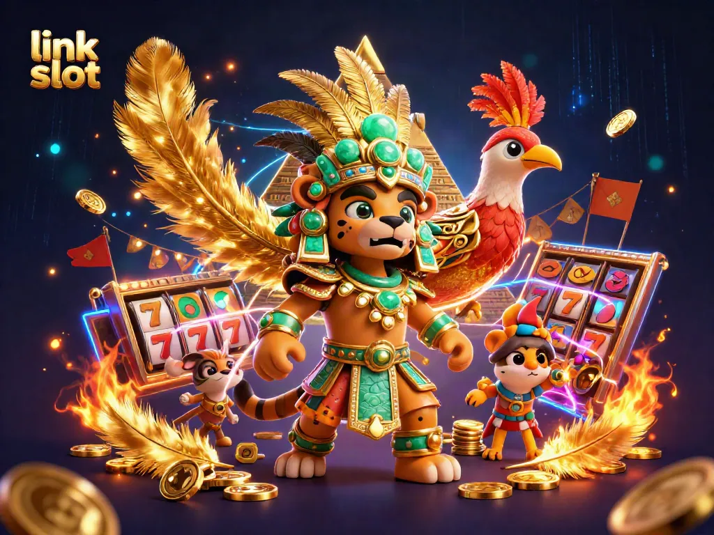 Spin on the link slot with vibrant symbols and dazzling jackpots in casino gaming.