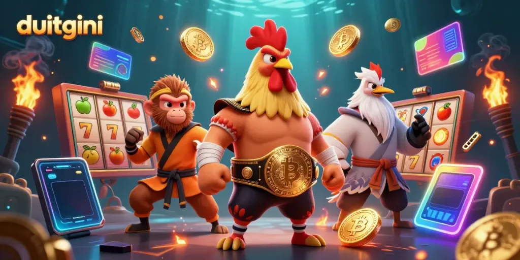 Engage in exciting gameplay with duitgini, featuring vibrant slot reels and dynamic characters