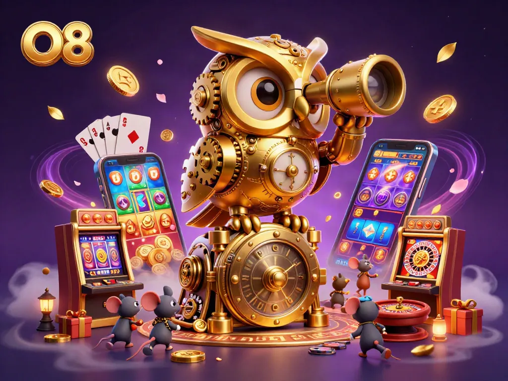 Experience O8's thrilling casino ambiance with dynamic characters and vibrant gaming elements.