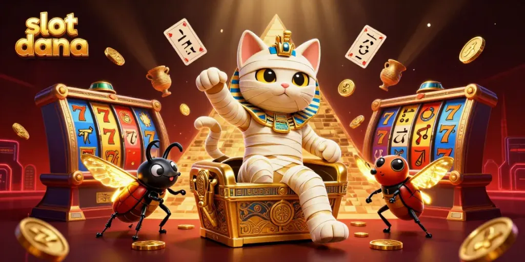 Engage in exciting slot dana action with a vibrant casino scene featuring unique characters and dynamic elements.