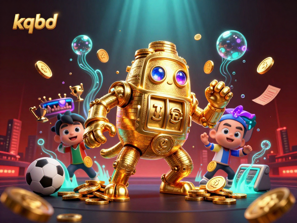Engage with kqbd's vibrant sports betting scene featuring a golden golem and dynamic gaming elements.