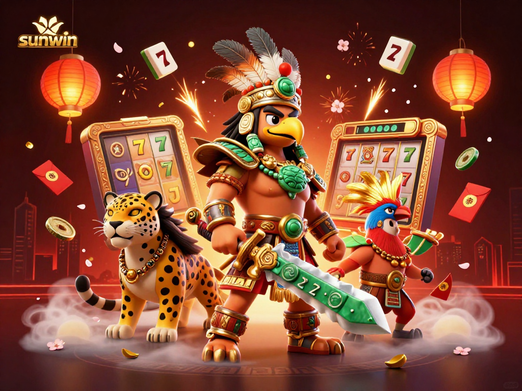 Spin the reels and win big with sunwin's vibrant casino adventure featuring Aztec warriors.