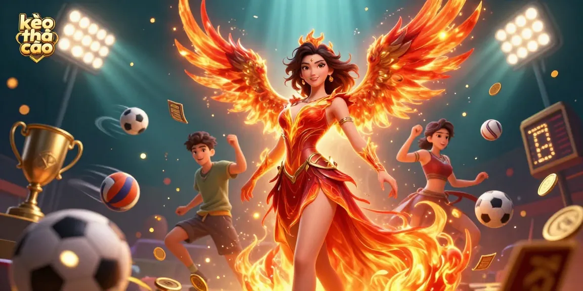 Engage with kèo nhà cái through vibrant casino-themed 3D illustration featuring dynamic sports elements.