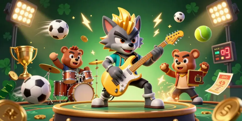 go88k captivates players with a vibrant 3D illustration of casino action featuring dramatic sports elements.