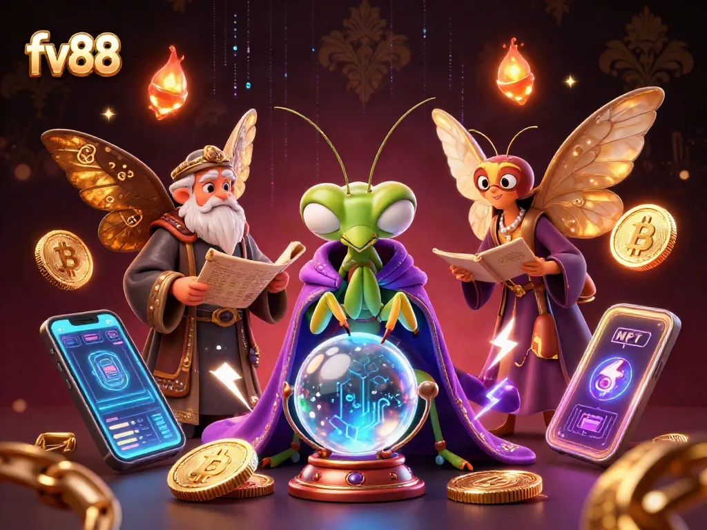 Engage with fv88 strategic betting on an exciting neon gaming scene featuring mystical fortune teller elements.