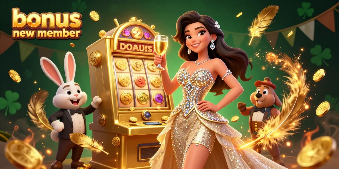 Celebrate winning with a new member bonus at the casino featuring a dazzling scene.