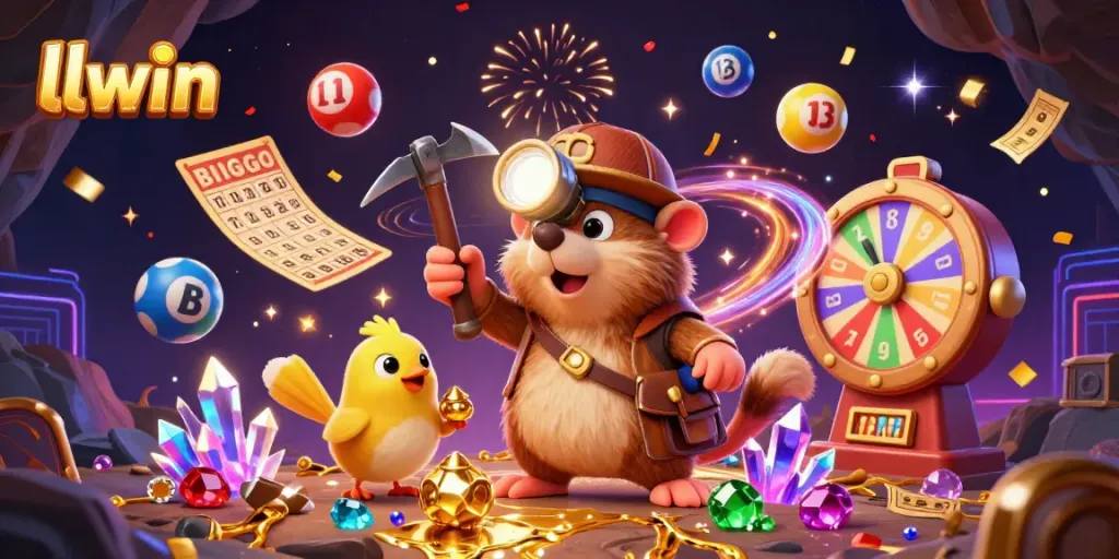 Join the excitement at llwin as a treasure hunter celebrates colorful wins with dynamic lottery elements!
