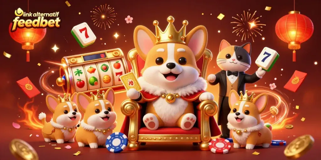 Spin the reels with link alternatif feedbet, a vibrant 3D casino scene celebrating jackpots!