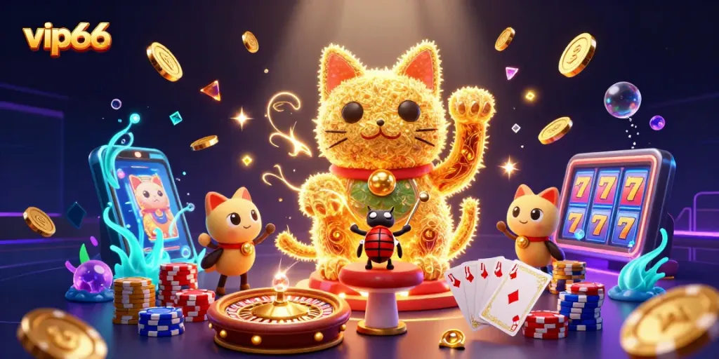 Win big with vip66 at the epicenter of an enchanting casino scene filled with lucky symbols!