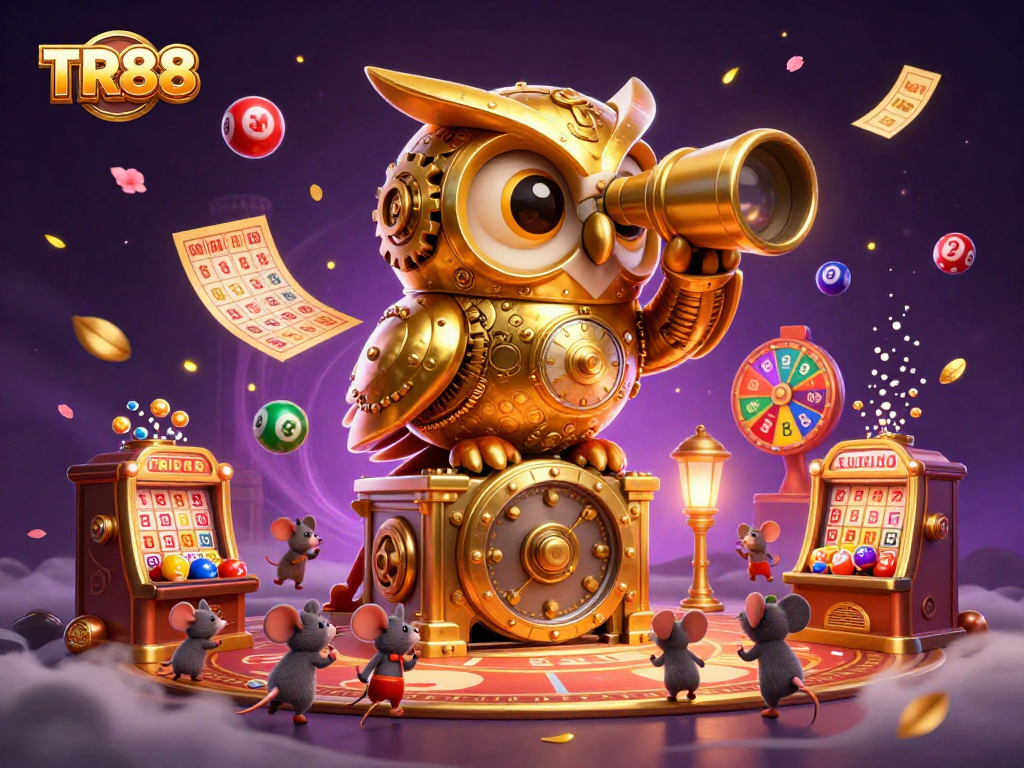 Experience exhilarating gaming with TR88, where golden owls and dynamic games create a vibrant casino atmosphere.