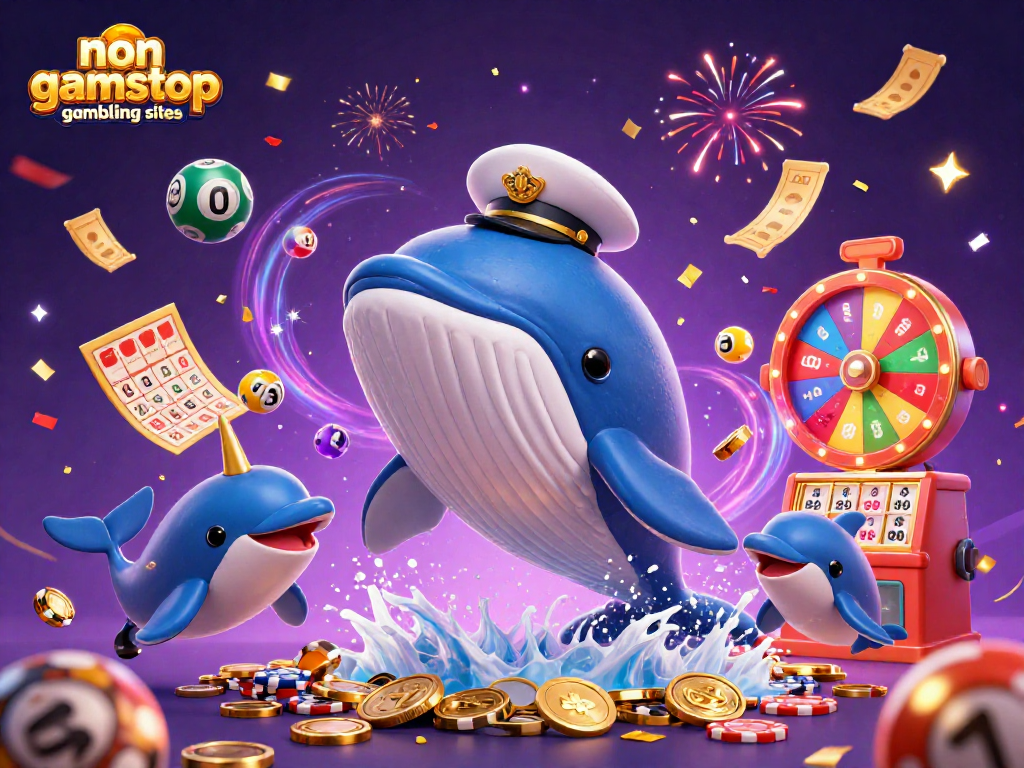 Engage with non gamstop gambling sites featuring playful characters in a vibrant casino scene.