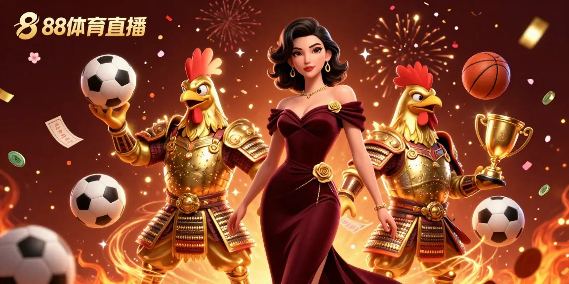 Engage with 88体育直播 for dynamic sports betting visuals featuring a glamorous woman and samurai warrior.