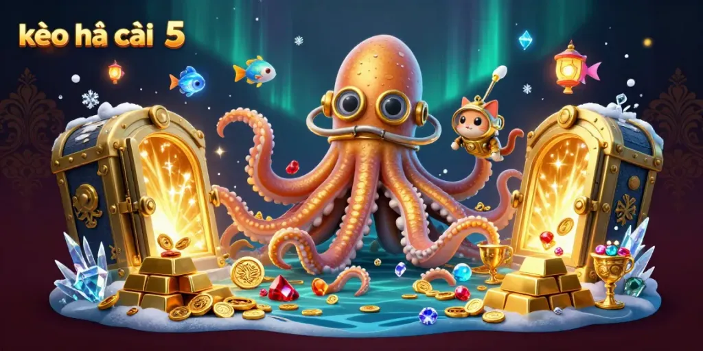 Experience winning with kèo nhà cái 5 in a treasure-filled underwater casino scene.