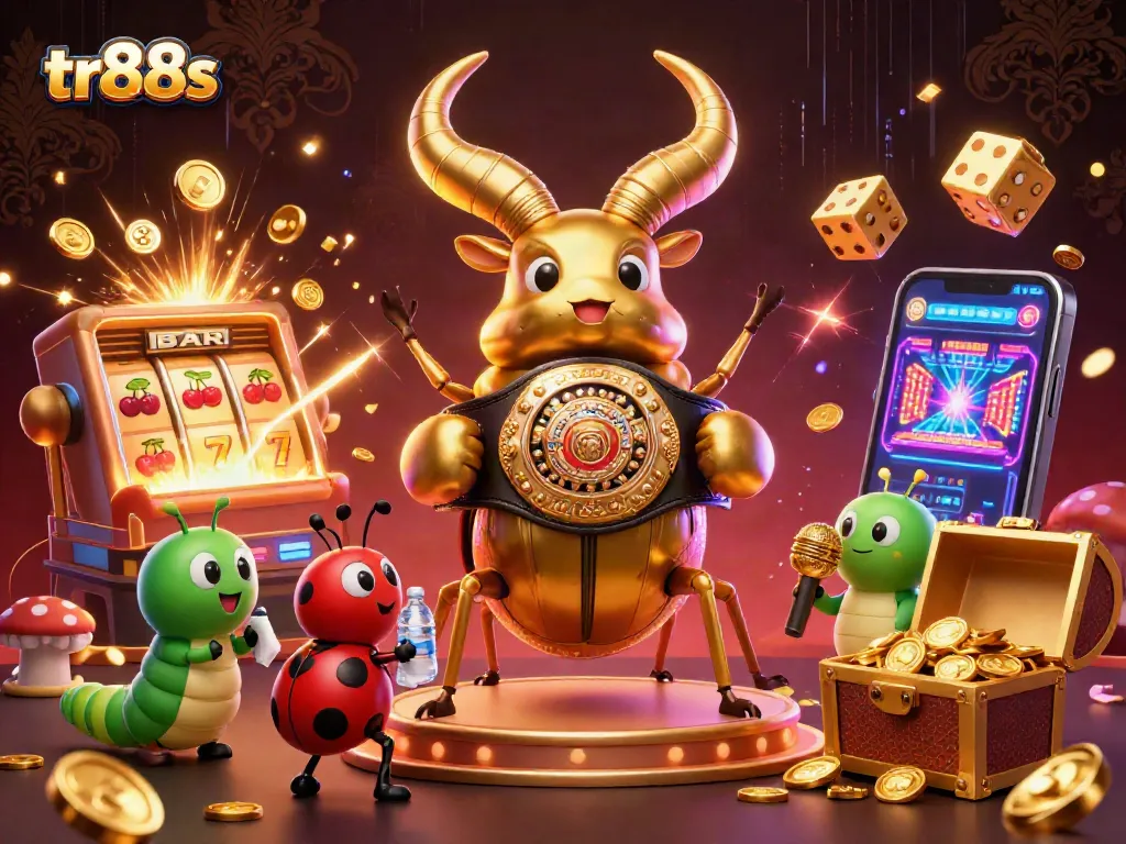 Experience thrilling gameplay at tr88s with vibrant 3D casino characters and iconic symbols filling the scene.
