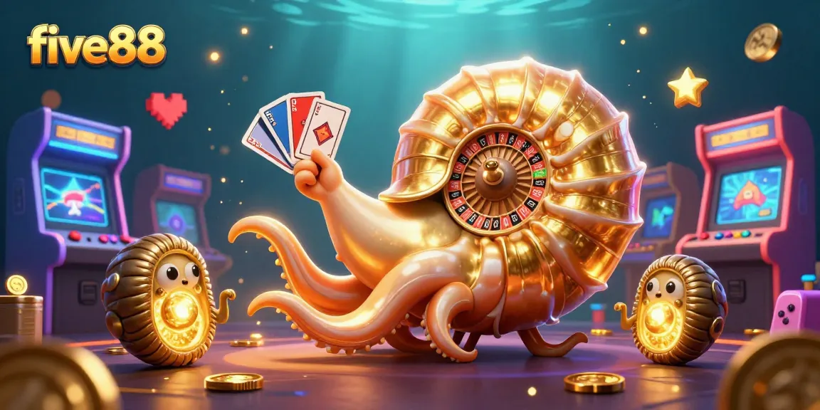 Experience the thrill of five88 with an action-packed scene of a nautilus roulette wheel amidst vibrant gaming elements.