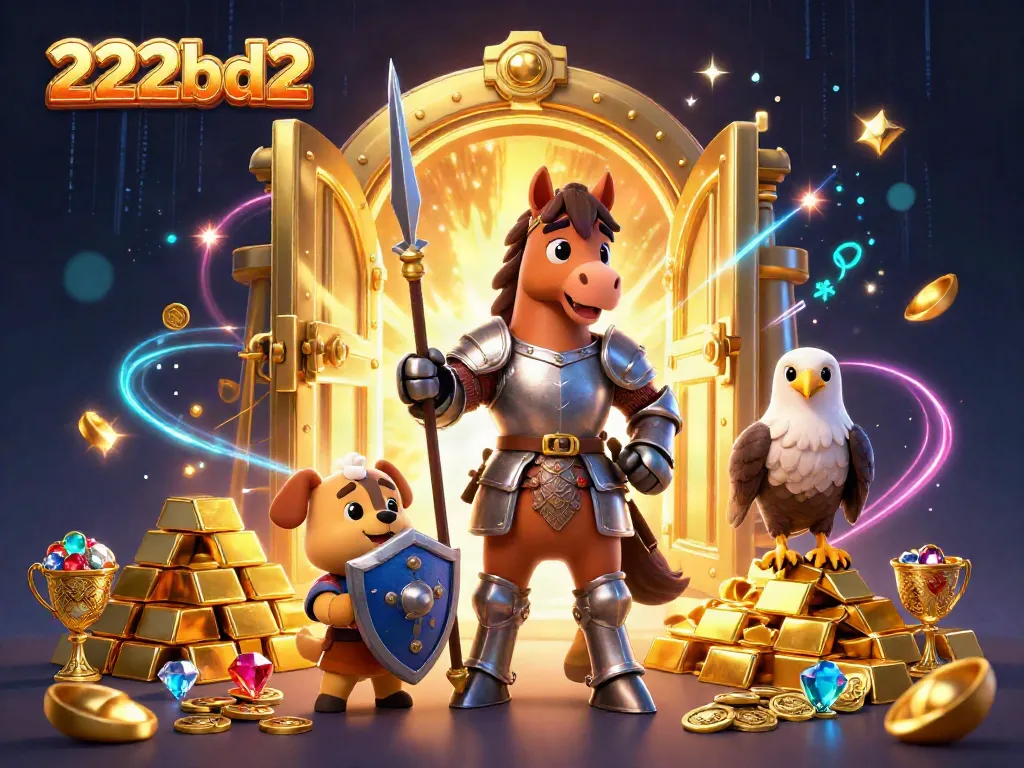 Experience the thrill of gaming with 222bd2 as a knight conquers treasure in a dazzling casino scene.