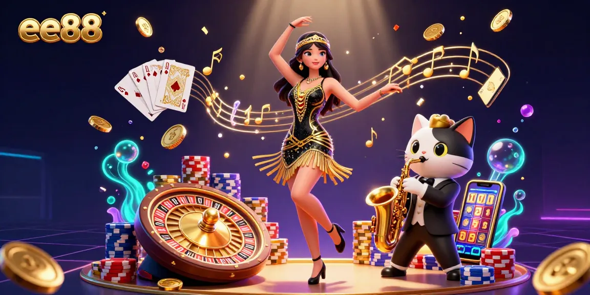 Experience thrilling ee88 casino excitement with colorful characters, dynamic gambling elements, and vibrant visuals.