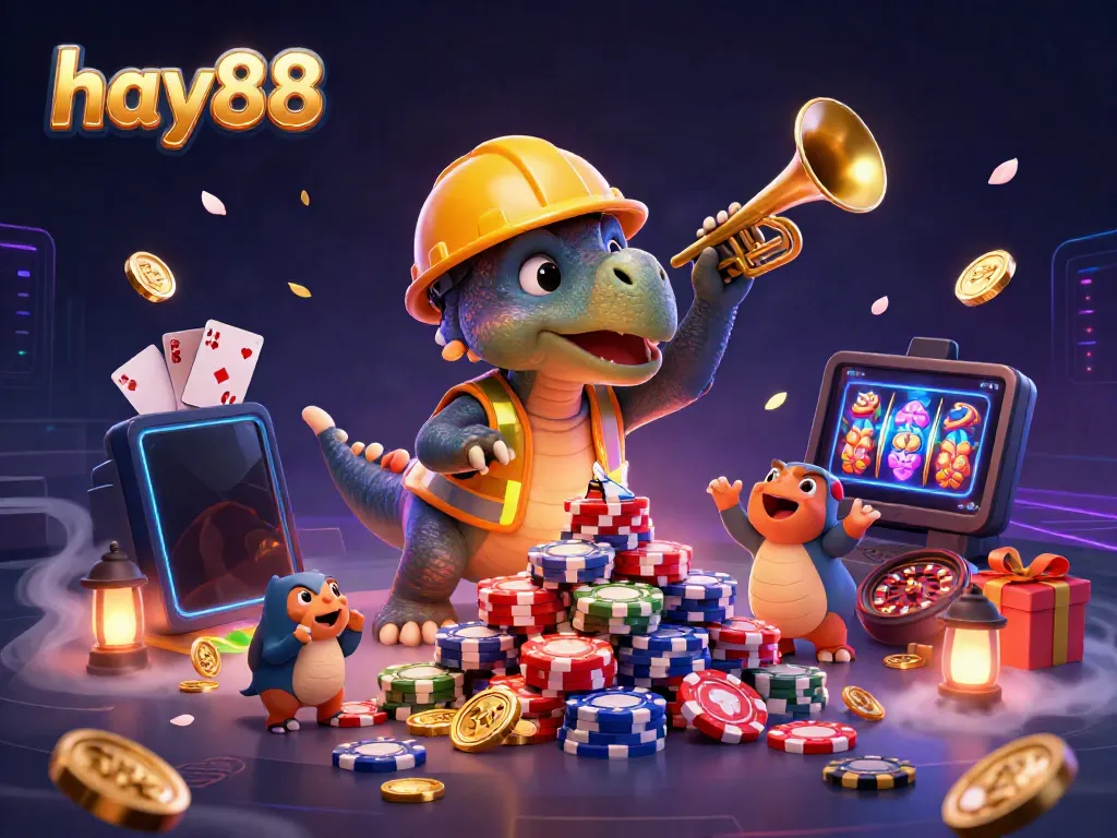 Experience thrilling gaming action at hay88 with vibrant 3D characters celebrating casino gameplay.