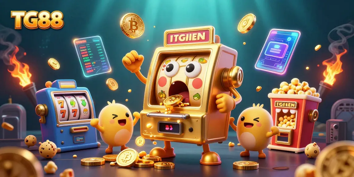 Engage in exciting slot gameplay at TG88 as golden slot machines celebrate their big wins.
