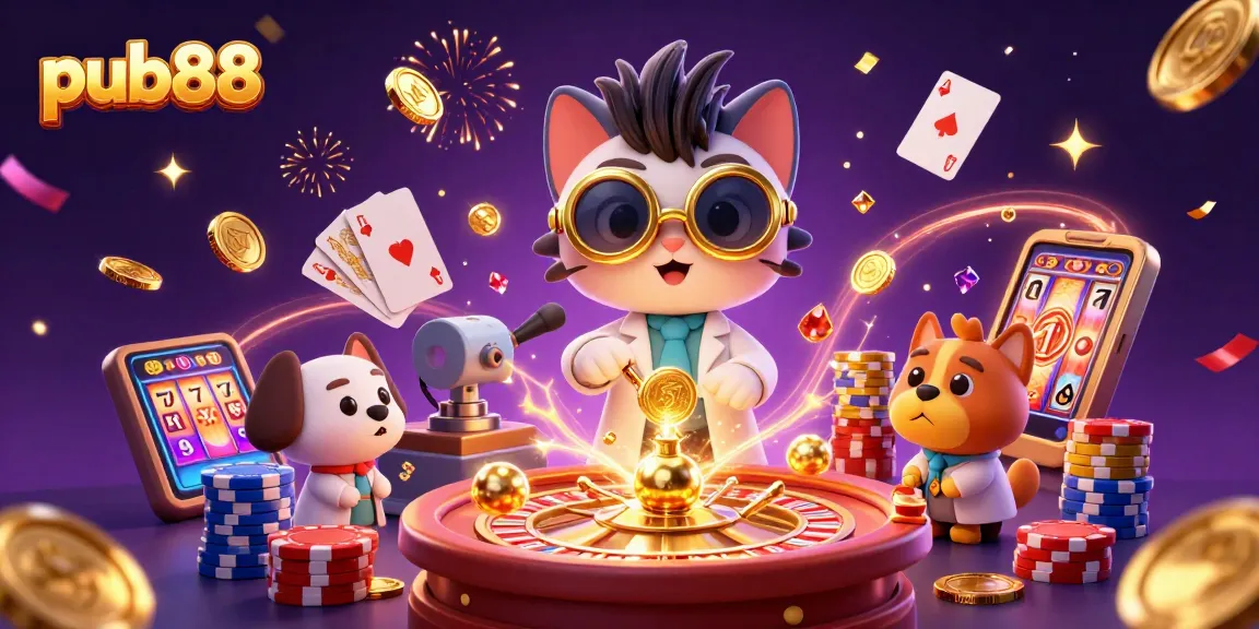 Experience thrilling wins at pub88 with golden coins and dynamic gaming elements in a vibrant casino scene.