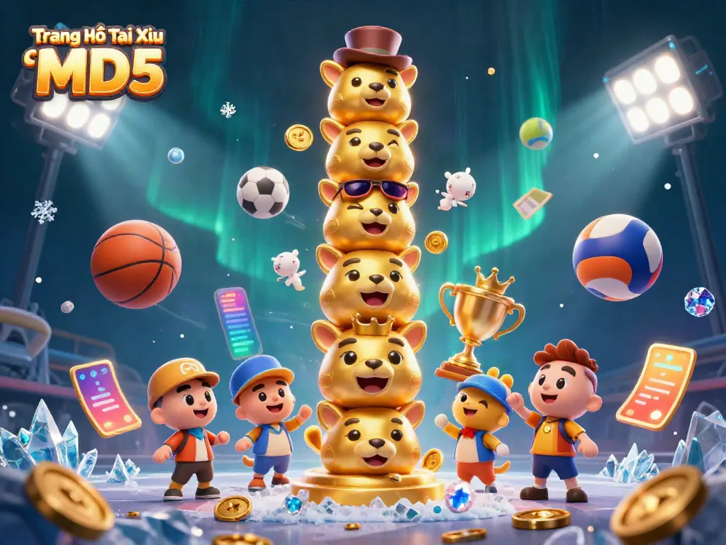 Experience vibrant gaming with the energetic scene of Trang Chủ Tài Xỉu MD5's totem and dynamic sports elements.