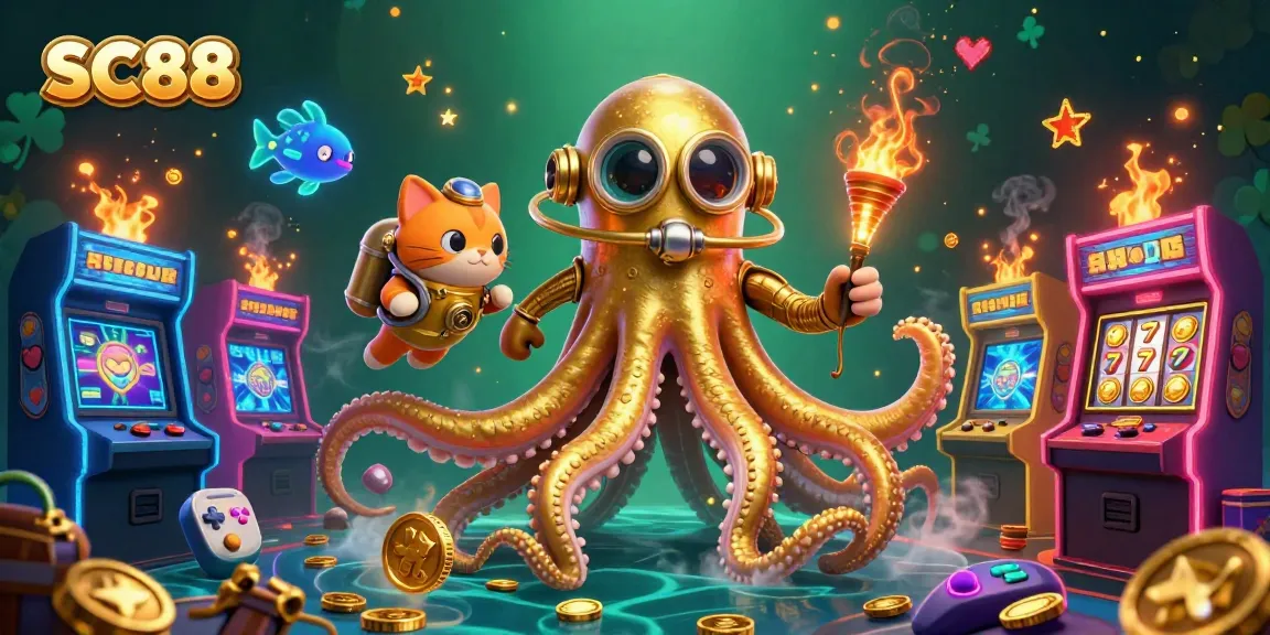 Engage in thrilling gameplay with SC88 as the kraken and diving cat embody adventure.