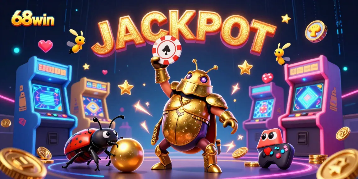 Play thrilling games at 68win, featuring a victory celebration in a vibrant casino atmosphere.