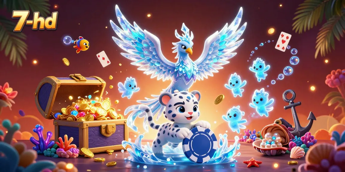 Engage with 7-hd's captivating 3D casino illustration featuring a magical scene with the ice phoenix and gaming elements.