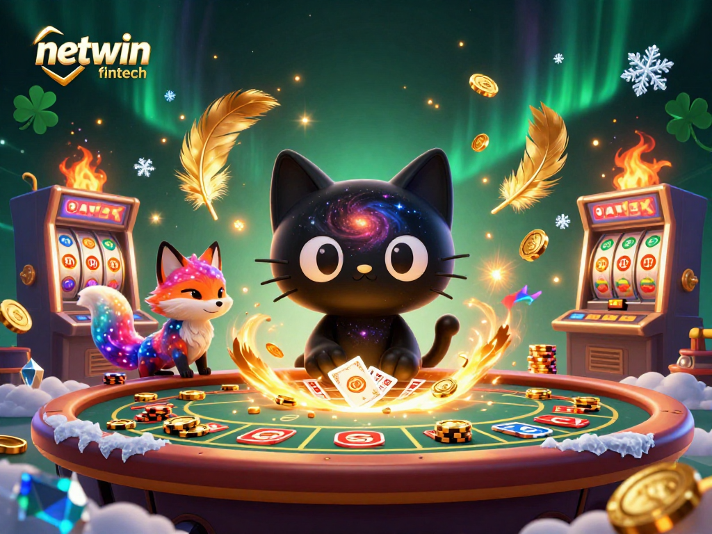Experience the excitement of netwin fintech gaming with vibrant characters at a cosmic casino.