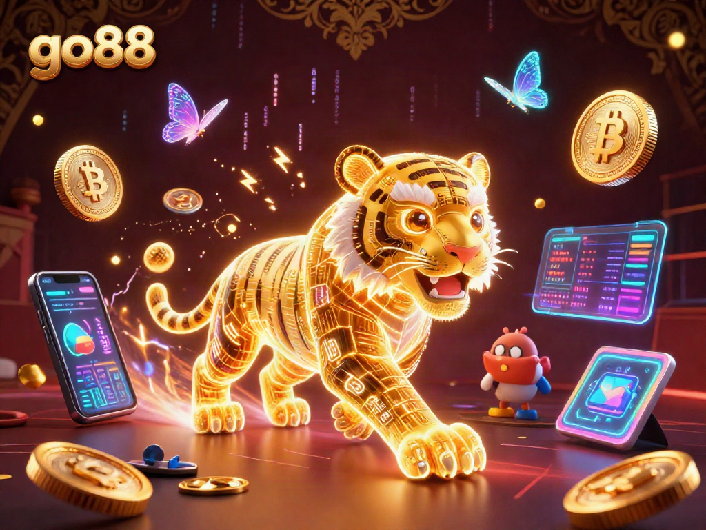 Experience thrilling go88 casino excitement with golden tiger amidst crypto elements