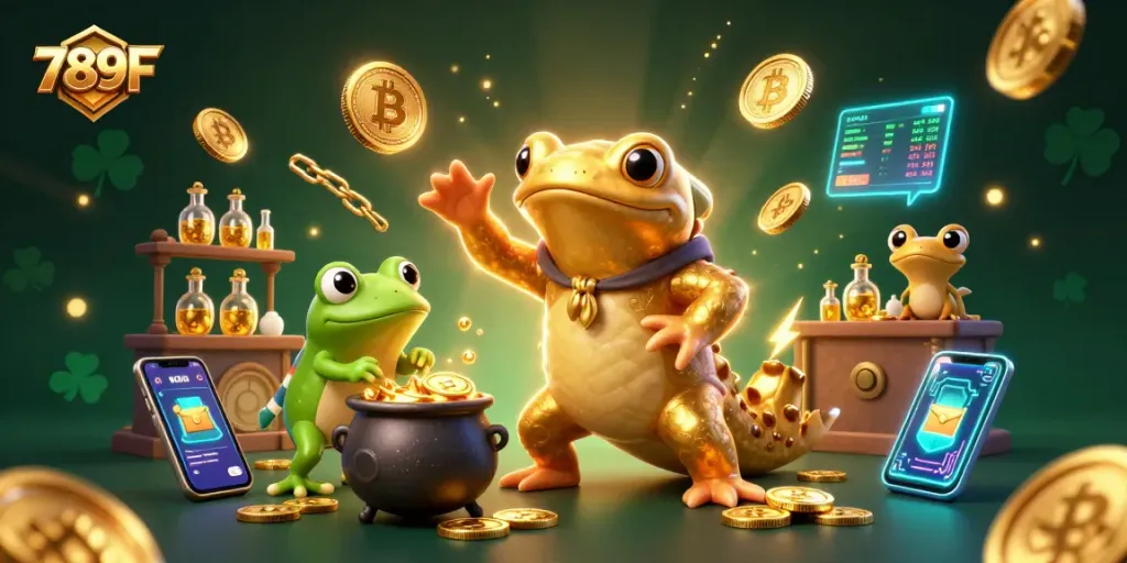 Join the excitement of 789F with golden coins flowing in a dynamic 3D casino scene.