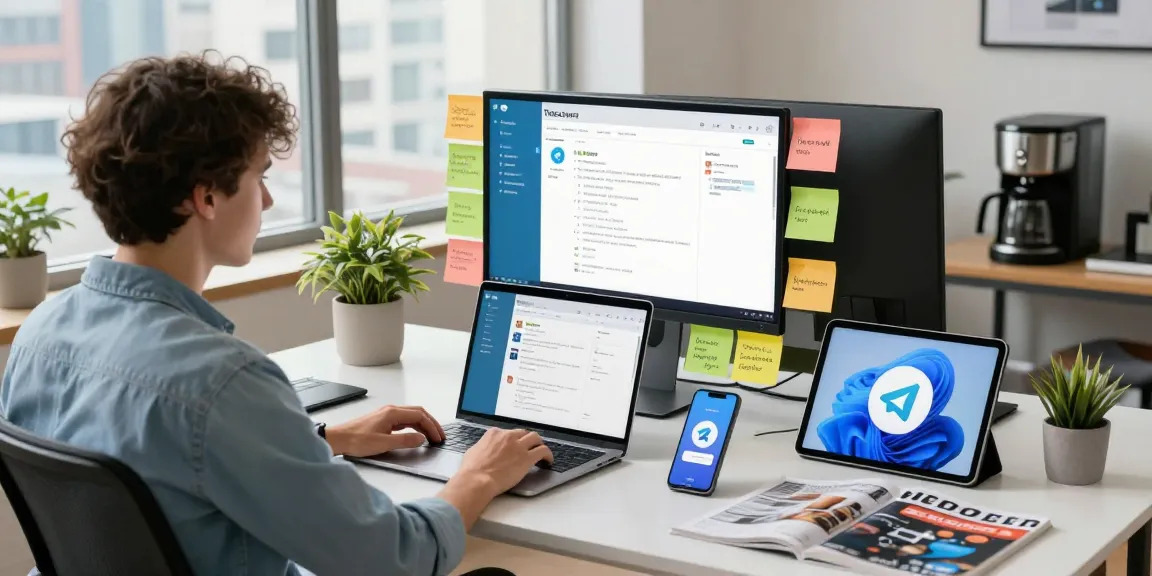 Engaging workspace for Telegram下载 enthusiasts showcasing a vibrant tech environment.