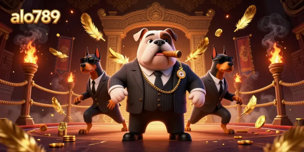 Alo789 highlights premium betting strategies with dynamic characters in a vivid casino scene.
