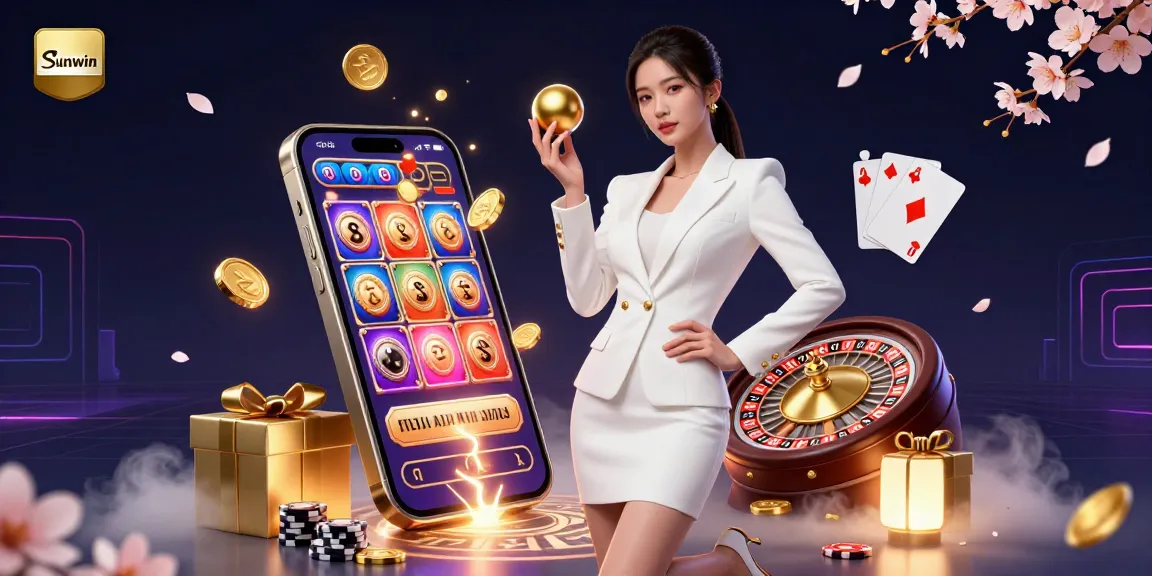 Engage with the immersive Sunwin online casino gaming experience featuring dynamic slot visuals and golden elements.