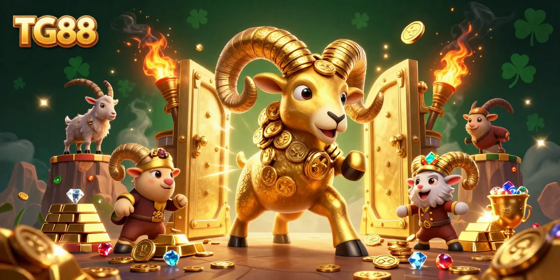 Experience the thrill of TG88 casino with this vibrant 3D illustration showcasing golden treasures.